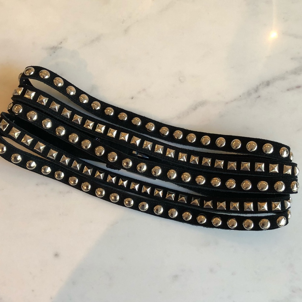 Black Suede Silver Studded Belt